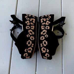 Sophia Webster Suki Suede Platform Leopard Crystal Sandals Size 39